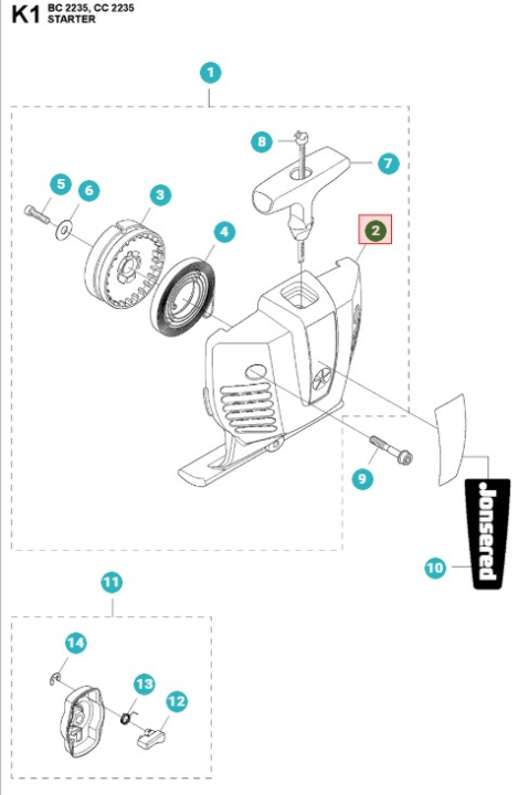 Starter housing Jonsered GC2236, BC2235, CC2235, CC2236 in the group  at Motorsågsbutiken (5441264-01)