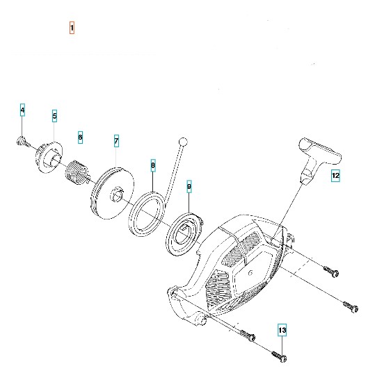 Starter Husqvarna 439 in the group Husqvarna Chainsaw 4-series / Spare parts Husqvarna 439 chainsaw at Motorsågsbutiken (5793098-01)